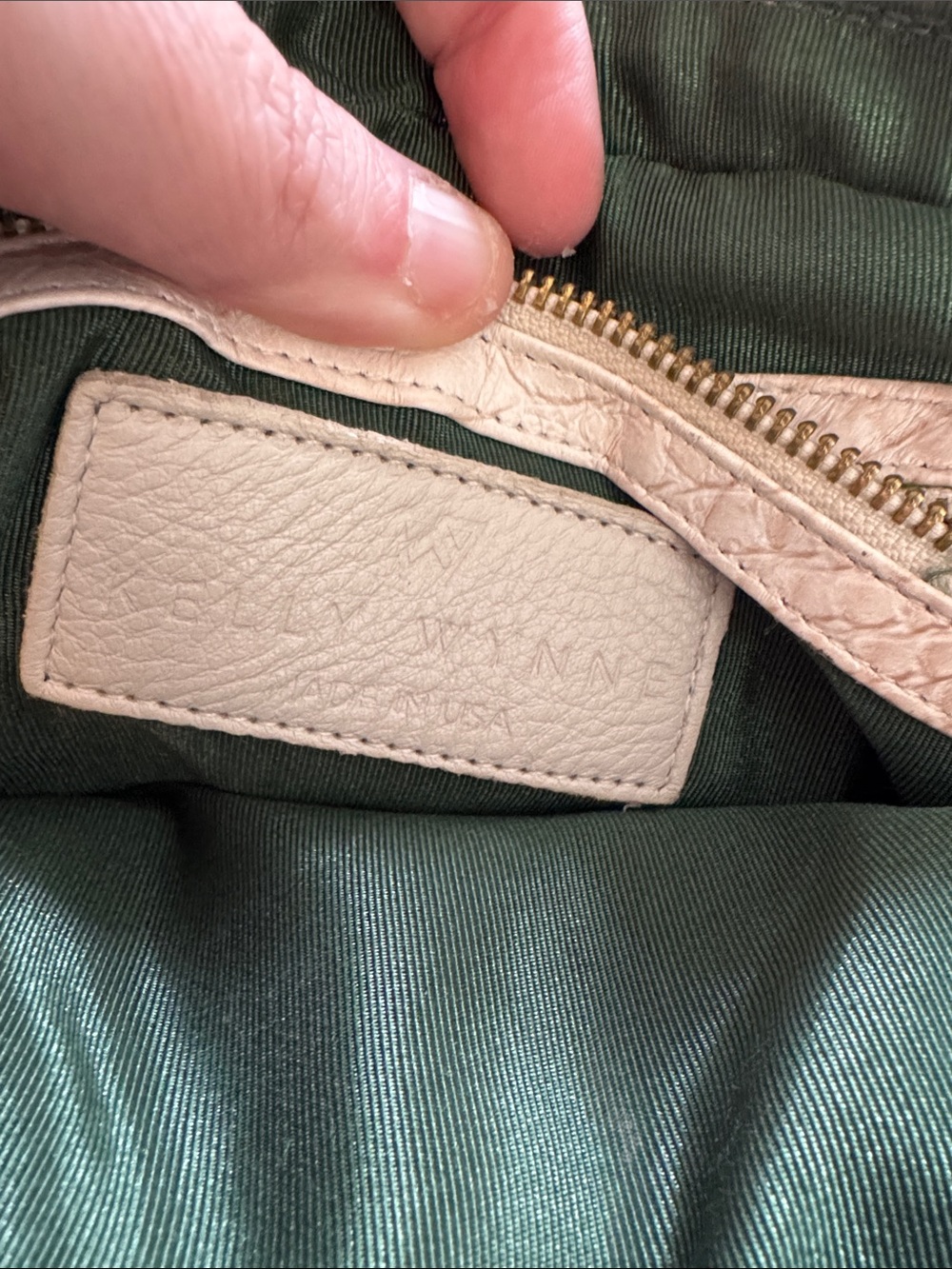 Kelly Wynne Leather Accent Women’s Bag - Beige and Green